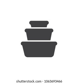 Plastic food containers vector icon. filled flat sign for mobile concept and web design. Cookware pots solid icon. Symbol, logo illustration. Pixel perfect vector graphics