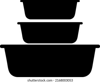 Icono vectorial de los recipientes de comida plástica. signo plano relleno para concepto móvil y diseño web. Icono sólido de ollas de cocina..eps
