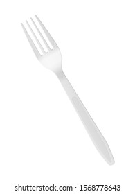 Plastic fork on a white background. Vector illustration.