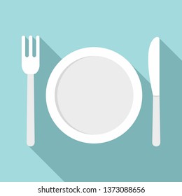 Plastic Fork Plate Knife Icon. Flat Illustration Of Plastic Fork Plate Knife Vector Icon For Web Design