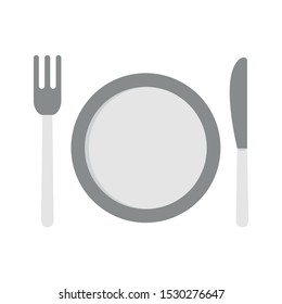 Plastic fork plate knife icon. Flat illustration of plastic fork plate knife vector icon for web design