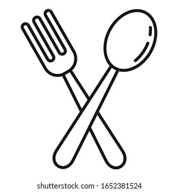 Plastic Fork Spoon Icon. Outline Plastic Fork Spoon Vector Icon For Web Design Isolated On White Background