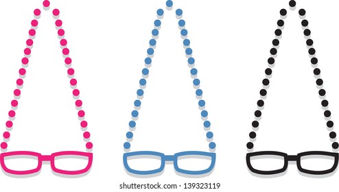 Plastic framed glasses with chain 