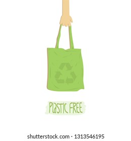Plastic free. Eco bag made of natural material. Reusable shopping bag.  