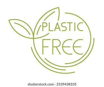 Plastic free - ecofriendly label in square calligraphic decoration with doodle crop. Zero waste, natural, organic products badges. Vector stamp design in thin line