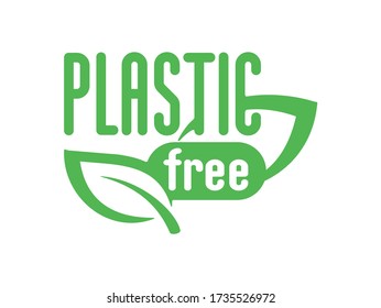 Emblema libre de plástico para productos ecológicos de envasado natural - signo vectorial aislado