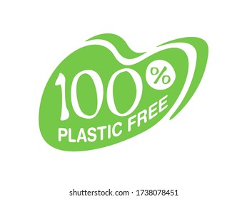 Plastic free emblem for eco friendly natural packaging products - isolated vector sign in abstract decoration
