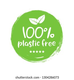 Plastic free green icon badge. Bpa plastic free chemical mark zero or 100 percent clean.