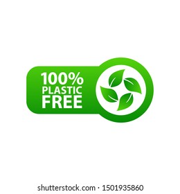 Plastic free green icon badge. vector illustration