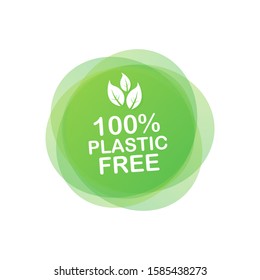 Plastic free green icon badge. Bpa plastic free chemical mark. Vector stock illustration.