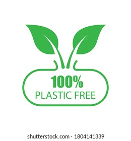 Plastic free green icon badge isolated on white background