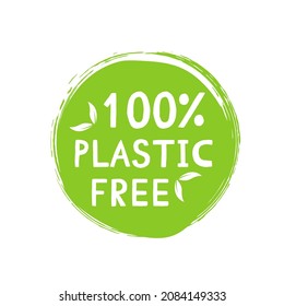 Plastic free green icon badge. Bpa plastic free chemical mark zero or 100 percent clean.
