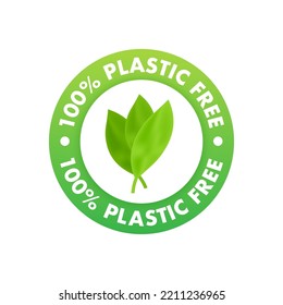 Plastic free green icon badge. Bpa plastic free chemical mark. Vector illustration.