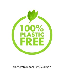 Plastic free green icon badge. Bpa plastic free chemical mark. Vector illustration.