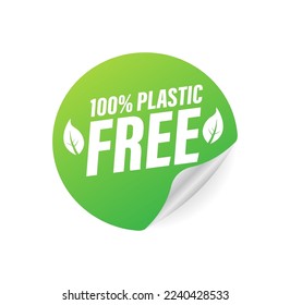 Plastic free green icon badge. Bpa plastic free chemical mark. Vector illustration.