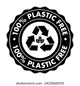 Plastic free green icon badge. Bpa plastic free chemical mark. Vector illustration.