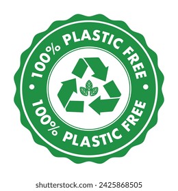 Plastic free green icon badge. Bpa plastic free chemical mark. Vector illustration.