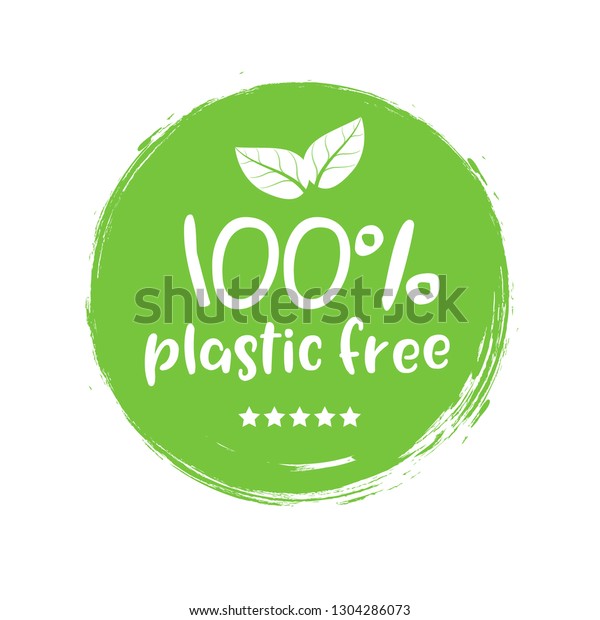Plastic free green icon badge. Bpa plastic
free chemical mark zero or 100 percent
clean.