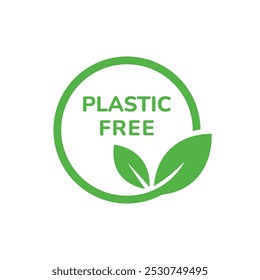 Plastic free green icon. Free plastic icon. No plastic icon. BPA plastic free chemical mark.