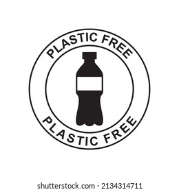 Plastic free icon in black flat glyph, filled style isolated on white background