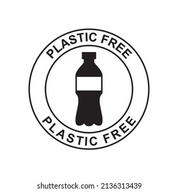 Plastic free icon in black flat glyph, filled style isolated on white background