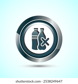 Plastic free icon design illustration, No plastic product sign,Gray Color Round Button Design