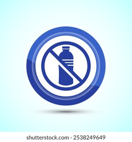 Plastic free icon design illustration, No plastic product sign,Blue Color Button Design