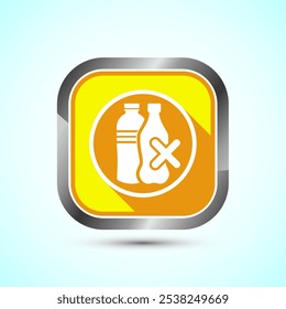 Plastic free icon design illustration, No plastic product sign,Red Shadow Button Design