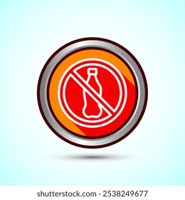 Plastic free icon design illustration, No plastic product sign,Orange Shadow Button Design 