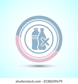 Plastic free icon design illustration, No plastic product sign,Pastel Color Button Design