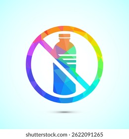 Plastic free icon design illustration, No plastic product sign symbol in low poly style