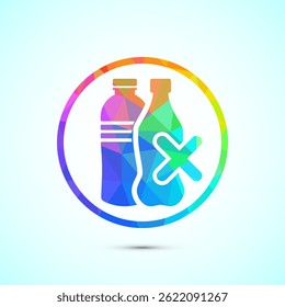 Plastic free icon design illustration, No plastic product sign symbol in low poly style