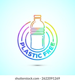 Plastic free icon design illustration, No plastic product sign symbol in low poly style