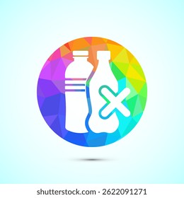 Plastic free icon design illustration, No plastic product sign symbol in low poly style
