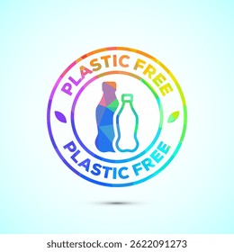 Plastic free icon design illustration, No plastic product sign symbol in low poly style