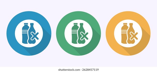 Plastic free icon design illustration, No plastic product sign symbol in shadow button design