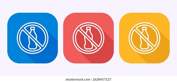 Plastic free icon design illustration, No plastic product sign symbol in shadow button design
