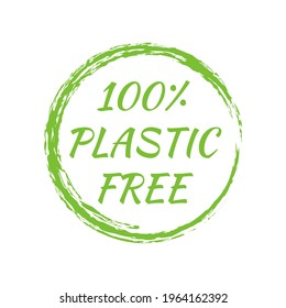 Plastic free icon or logo. Green eco badge or sticker. Vector illustration.