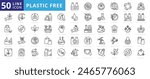 Plastic Free icon set with eco friendly, biodegradable, bpa, organic, bag, landscape, bio pack, natural and compostable.