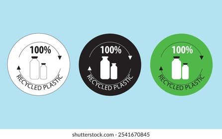 Plastic free icon vector set. Recycled symbol