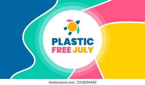 Plastic Free July background, banner, poster and card design template celebrated in July.