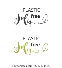Plastic Free July text y one leaf.