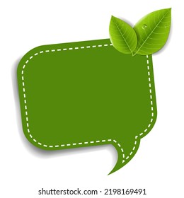 Plastic Free Label With Leaves With Gradient Mesh, Vector Illustration
