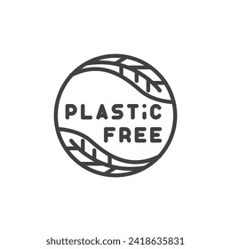 Plastic free label line icon. linear style sign for mobile concept and web design. Plastic Free outline vector icon. Symbol, logo illustration. Vector graphics