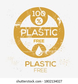 (Plastic free) label sign, vector illustration.