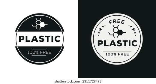 (Plastic free) label sign, vector illustration.