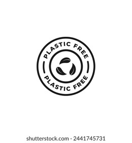 Plastic free label or plastic free stamp vector isolated. Best Plastic free stamp for packaging design element.