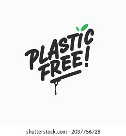 Plastic Free Letters Vector Illustration Message Posgter