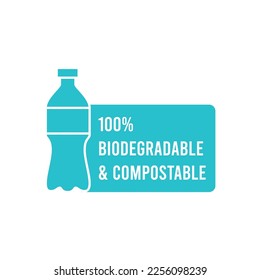 Plastic free logo, 100% biodegradable  compostable label logo isolated on white background