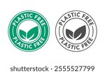 Plastic free logo template illustration. there are leafs. suitable for product label